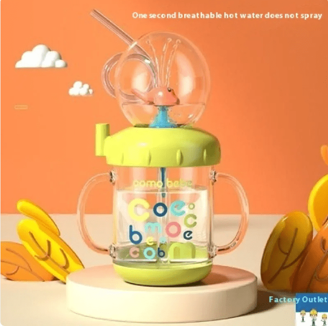 Children's Whale Cartoon Diving Fountain Water Bottle - Tritan Leakproof Sippy Cup (Various Sizes & Colors) - TechShed