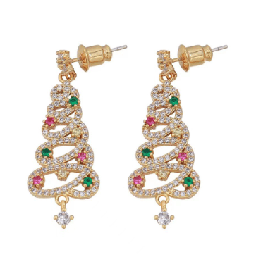 Christmas Tree Rhinestone Earrings - TechShed