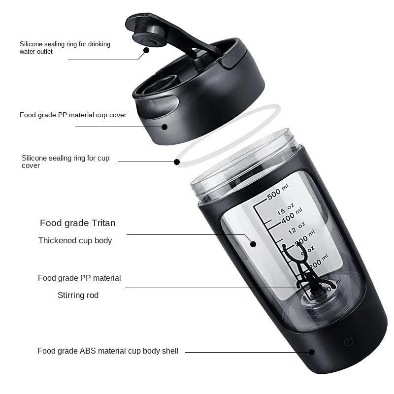 Electric Portable Whey Protein Shaker Bottle - TechShed