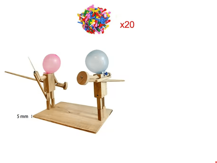 Handmade Balloon Heads Wooden Fighter Puppets - TechShed