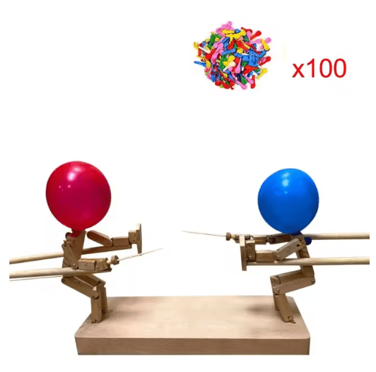 Handmade Balloon Heads Wooden Fighter Puppets - TechShed