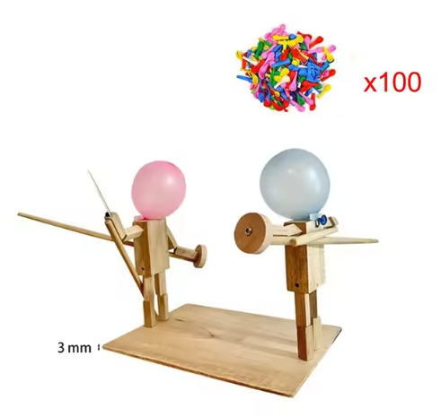Handmade Balloon Heads Wooden Fighter Puppets - TechShed