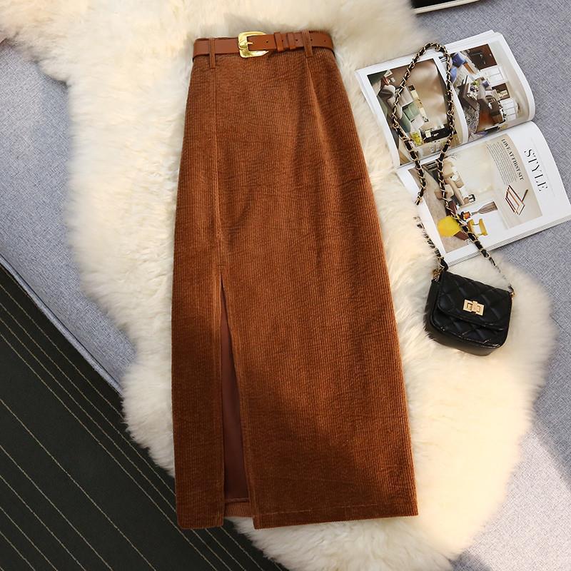 High Waist A-Line Corduroy Skirt for Women - TechShed