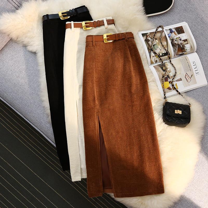 High Waist A-Line Corduroy Skirt for Women - TechShed