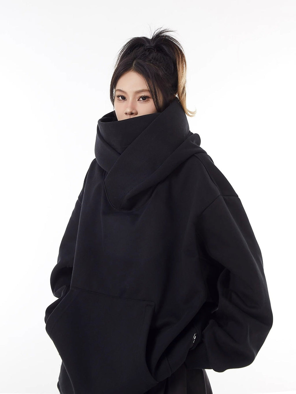 Loose High Collar Fleece Lined Hoodie - TechShed