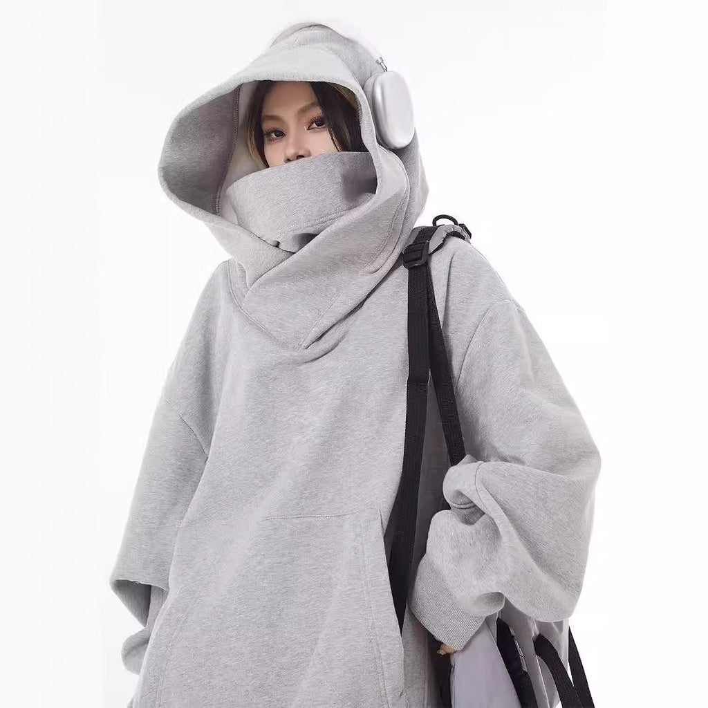 Loose High Collar Fleece Lined Hoodie - TechShed