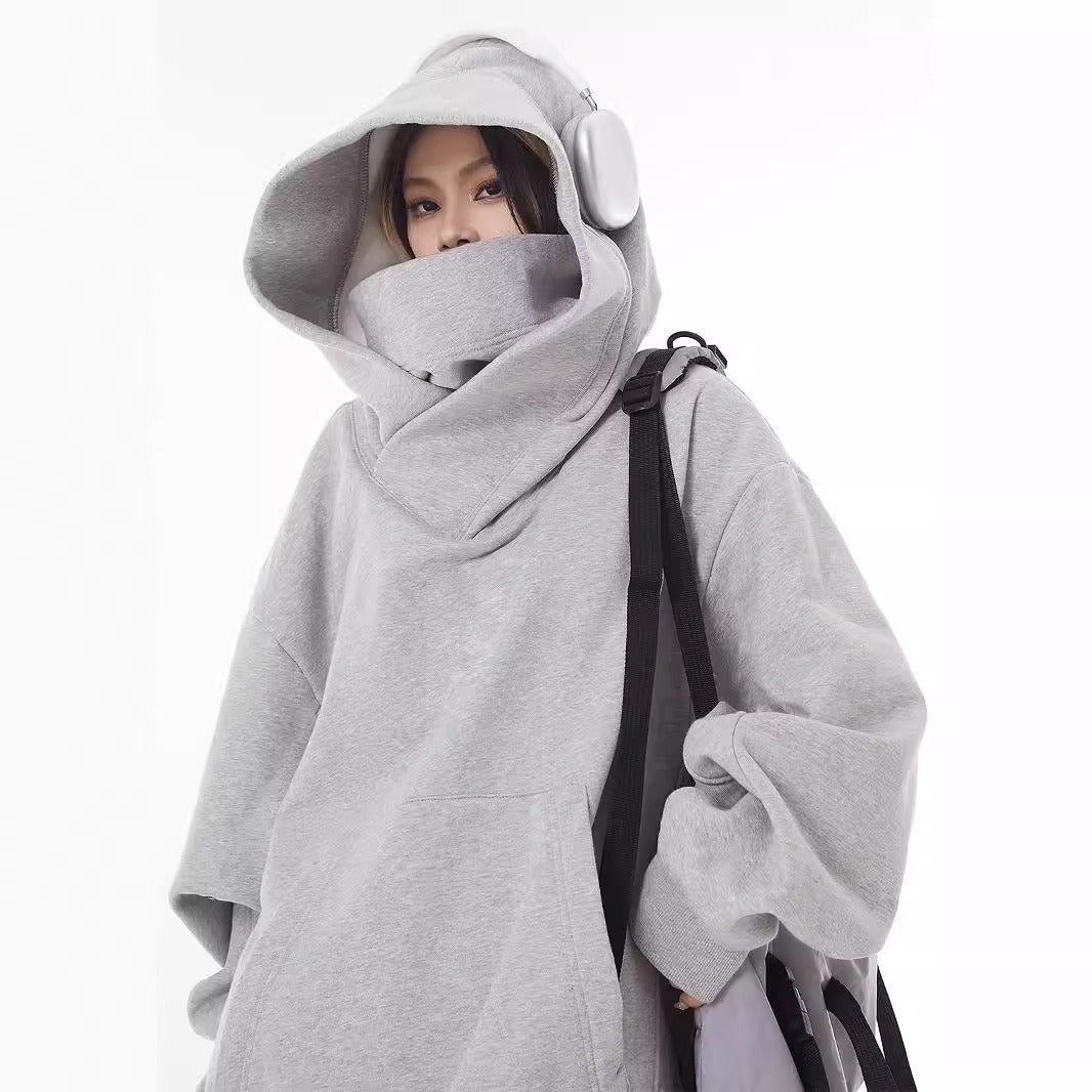 Loose High Collar Fleece Lined Hoodie - TechShed