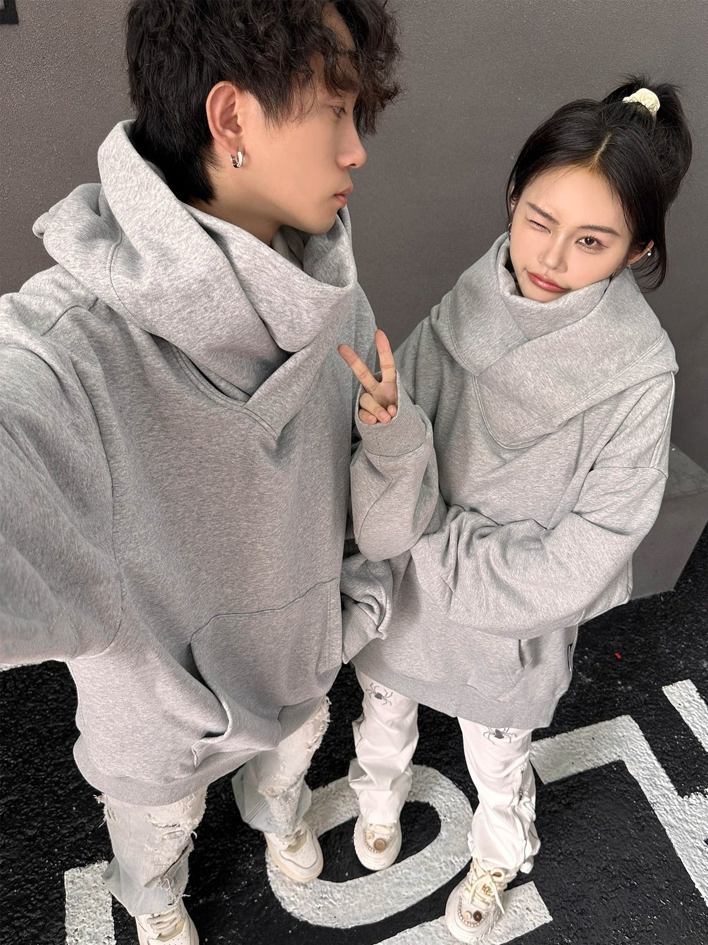 Loose High Collar Fleece Lined Hoodie - TechShed
