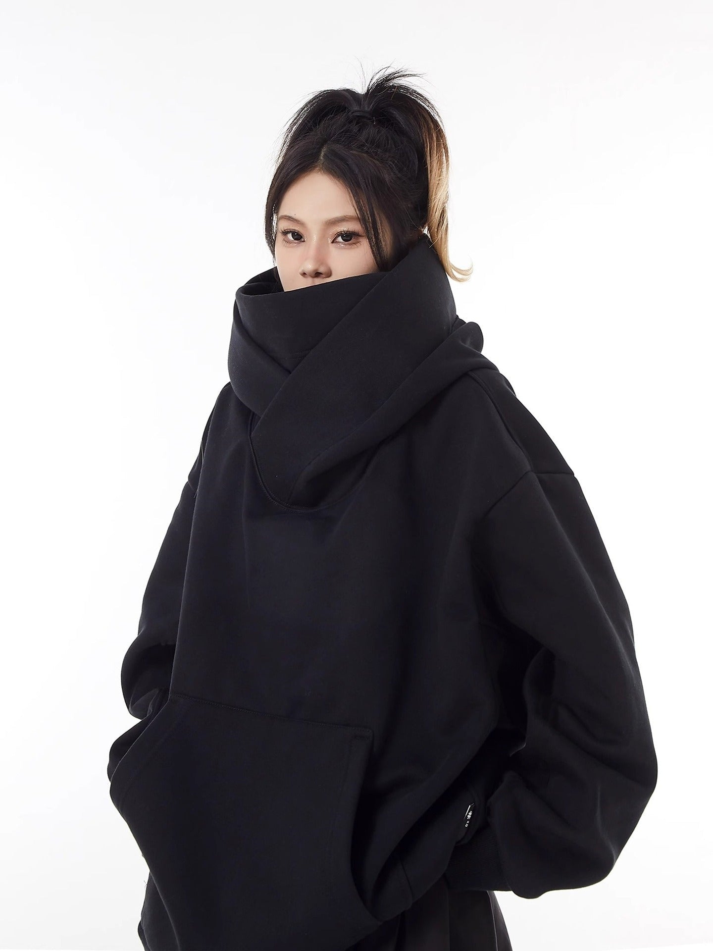 Loose High Collar Fleece Lined Hoodie - TechShed