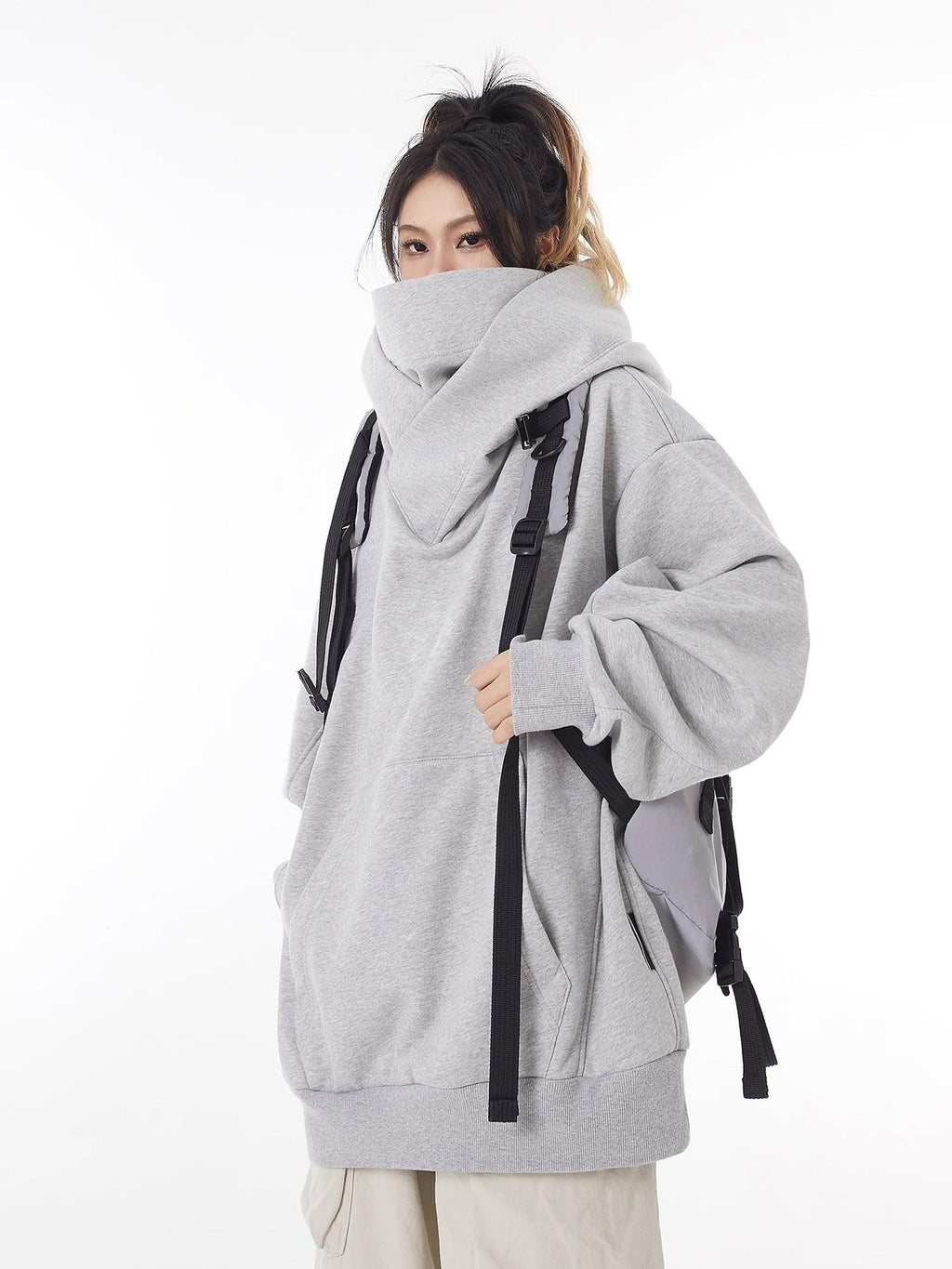 Loose High Collar Fleece Lined Hoodie - TechShed