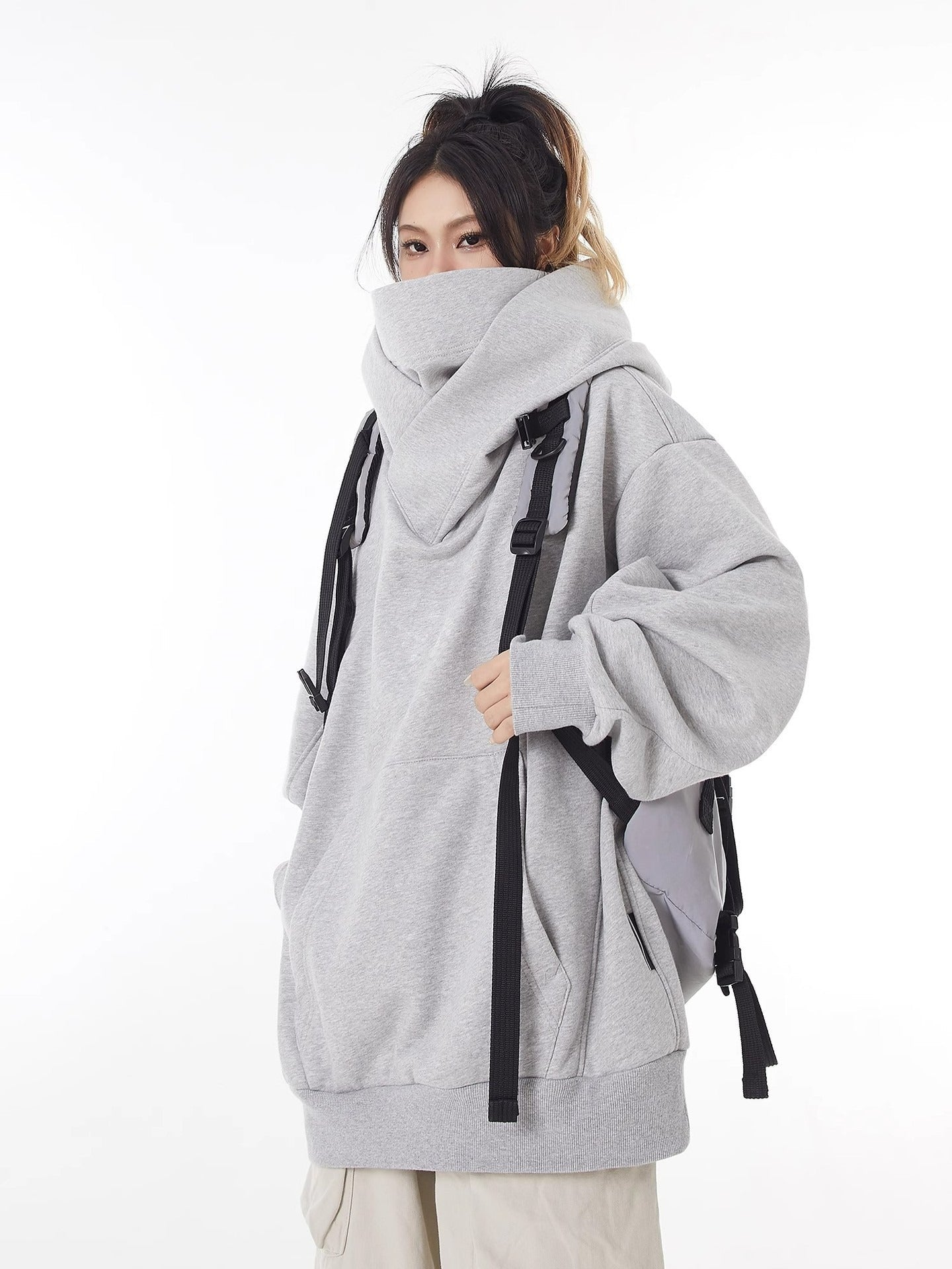 Loose High Collar Fleece Lined Hoodie - TechShed