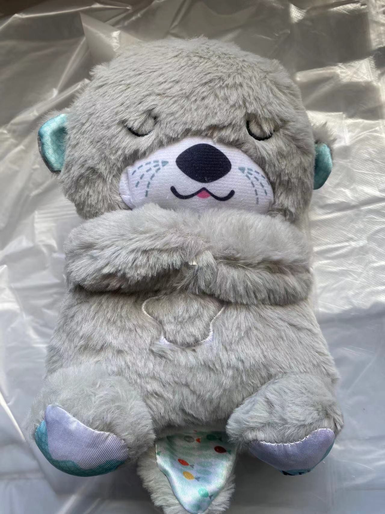 Sound Machine Soothe 'n Snuggle Otter Portable Plush Baby Toy with Sensory Details Music Lights & Rhythmic Breathing Motion - TechShed